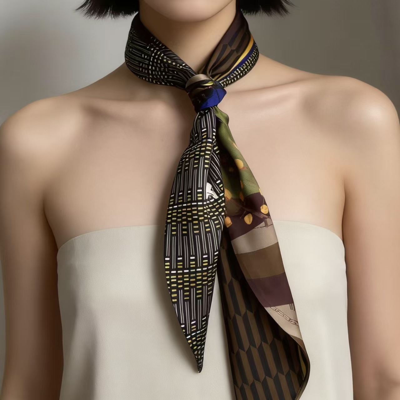 Luxury Print Long Hair Ribbon  - Ascot Neck Scarf ulasan dan harga