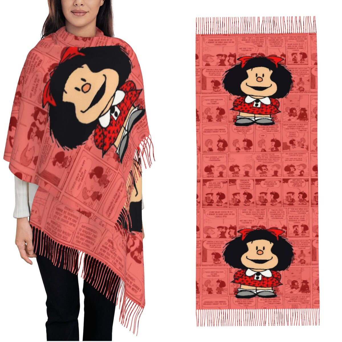 Women's Tassel Scarf Mafaldas  - Pashmina Wrap Large ulasan dan harga