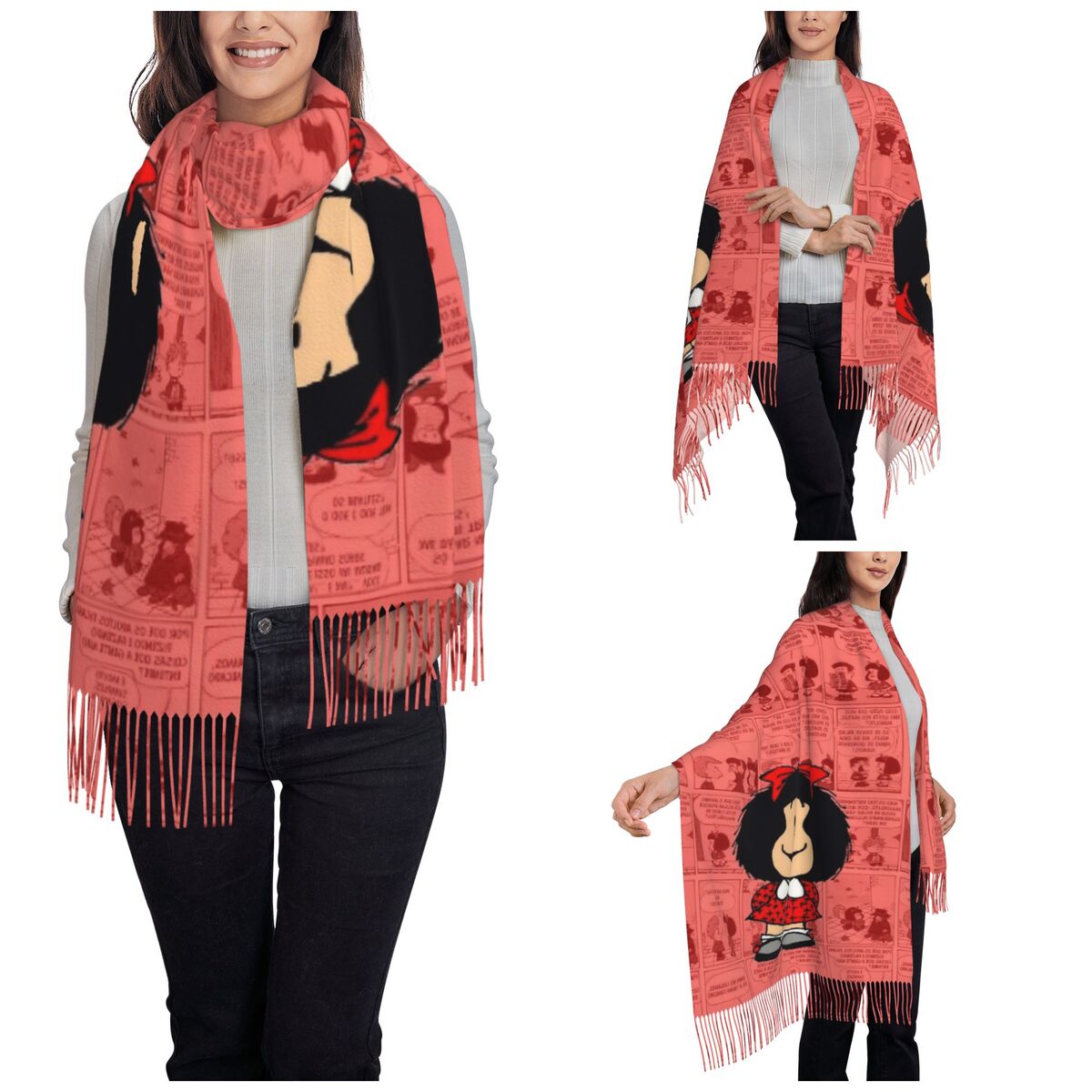 Women's Tassel Scarf Mafaldas  - Pashmina Wrap Large ulasan dan harga