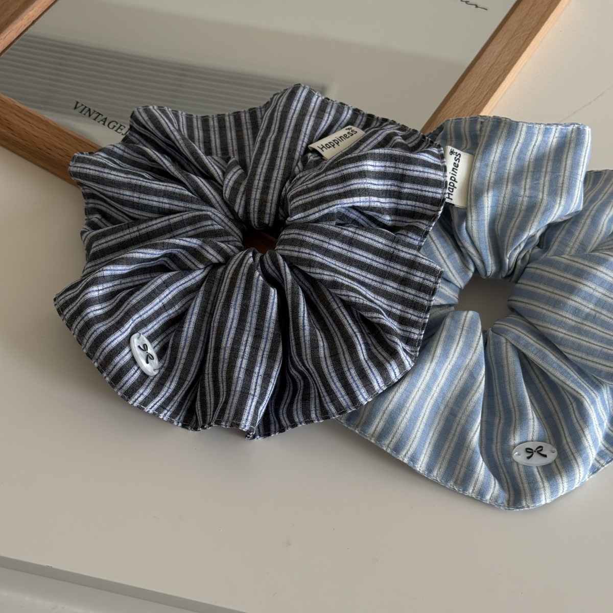 Blue Solid Color Silk Hair Ban - Silk Tie Striped ulasan dan harga