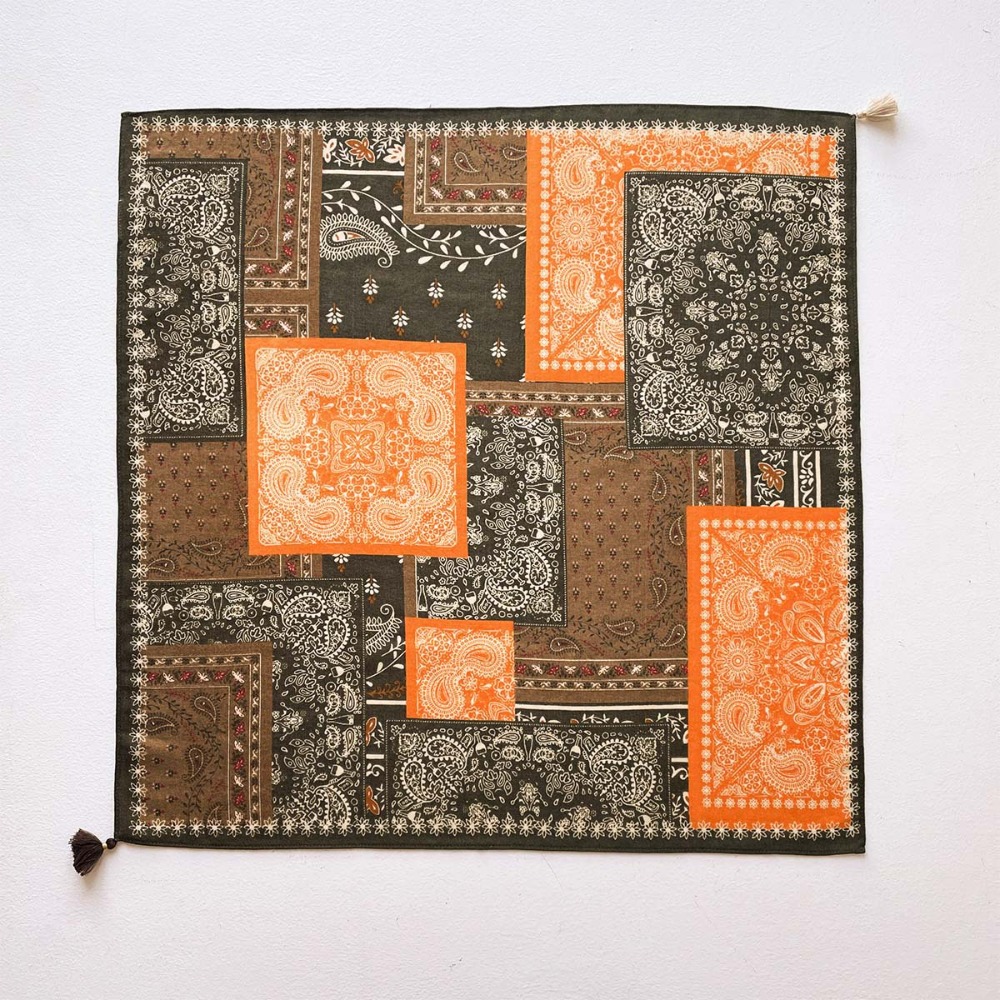 Tassel Scarf Women Square Cott - Ascot Neck Scarf ulasan dan harga